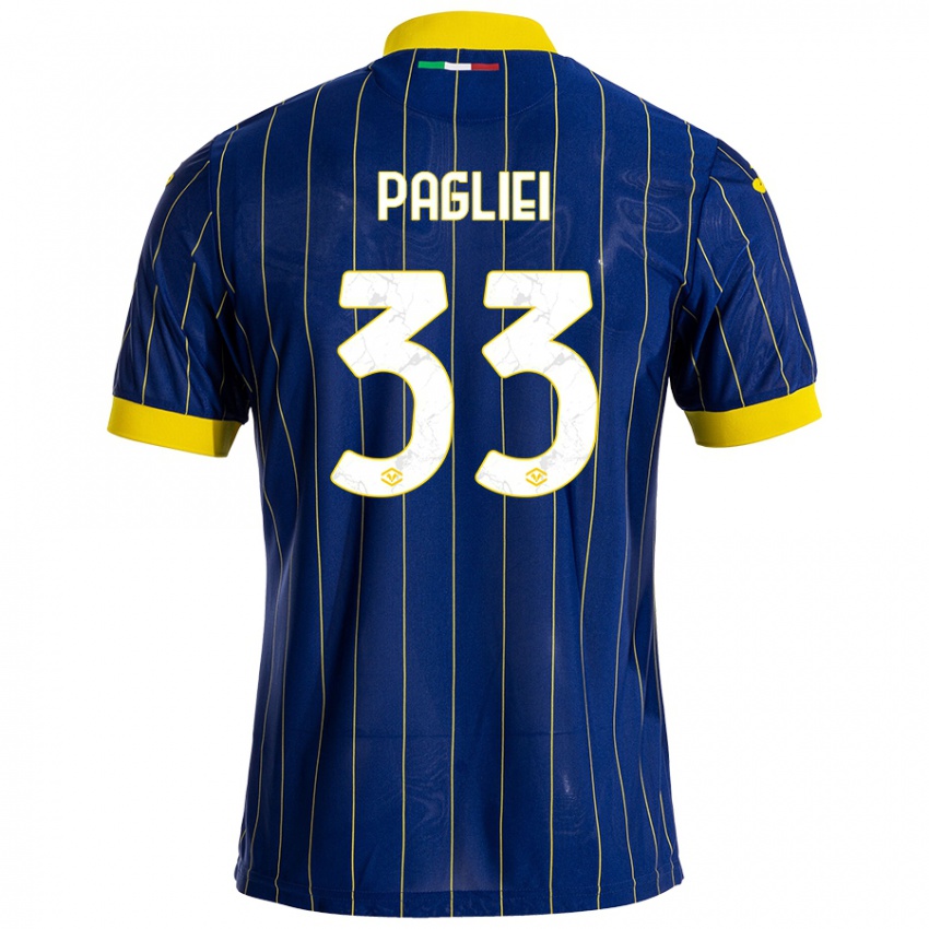 Férfi Matteo Pagliei #33 Kék Sárga Hazai Jersey 2024/25 Mez Póló Ing