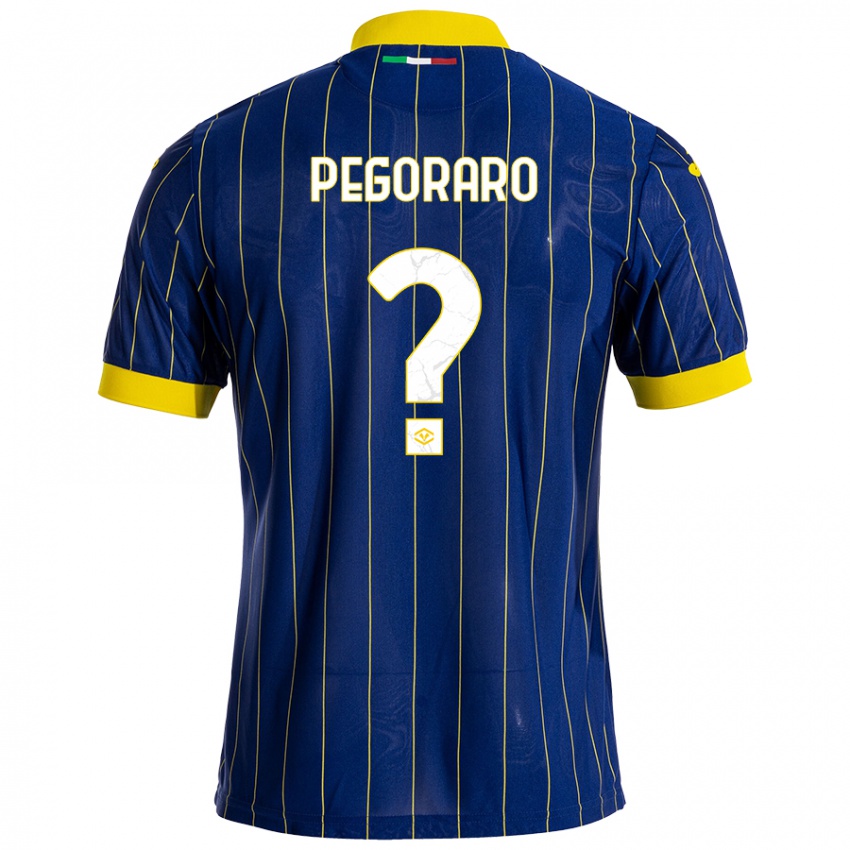 Férfi Leonardo Pegoraro #0 Kék Sárga Hazai Jersey 2024/25 Mez Póló Ing