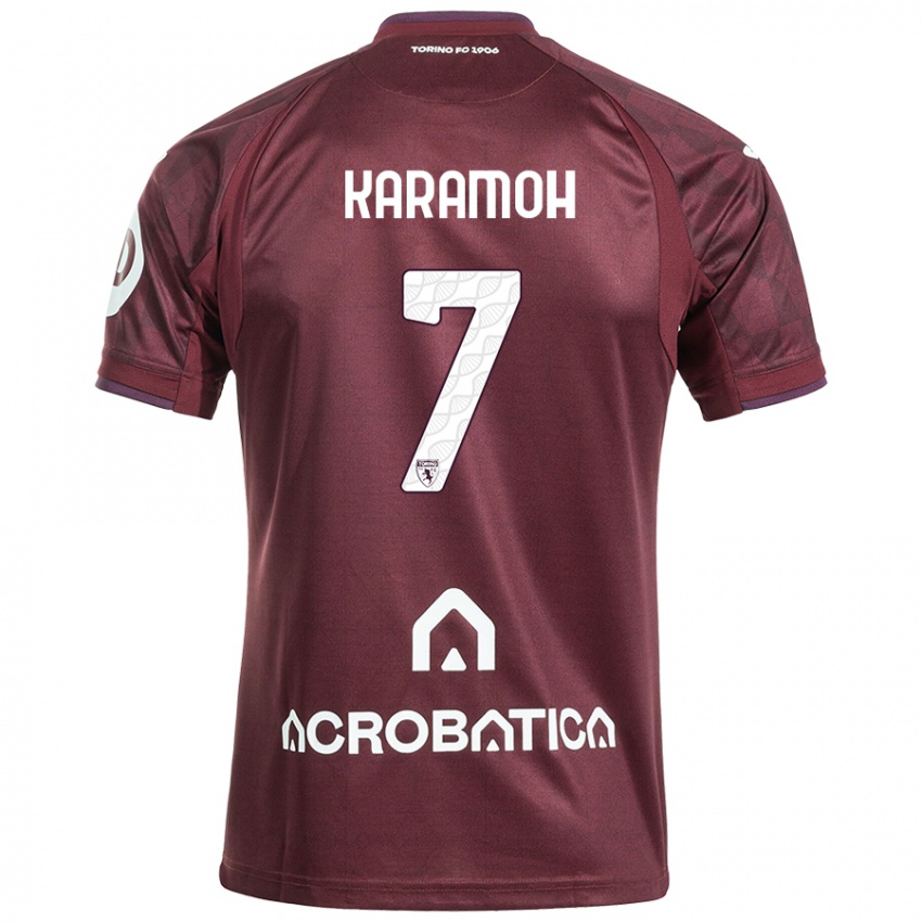 Férfi Yann Karamoh #7 Barna Fehér Hazai Jersey 2024/25 Mez Póló Ing