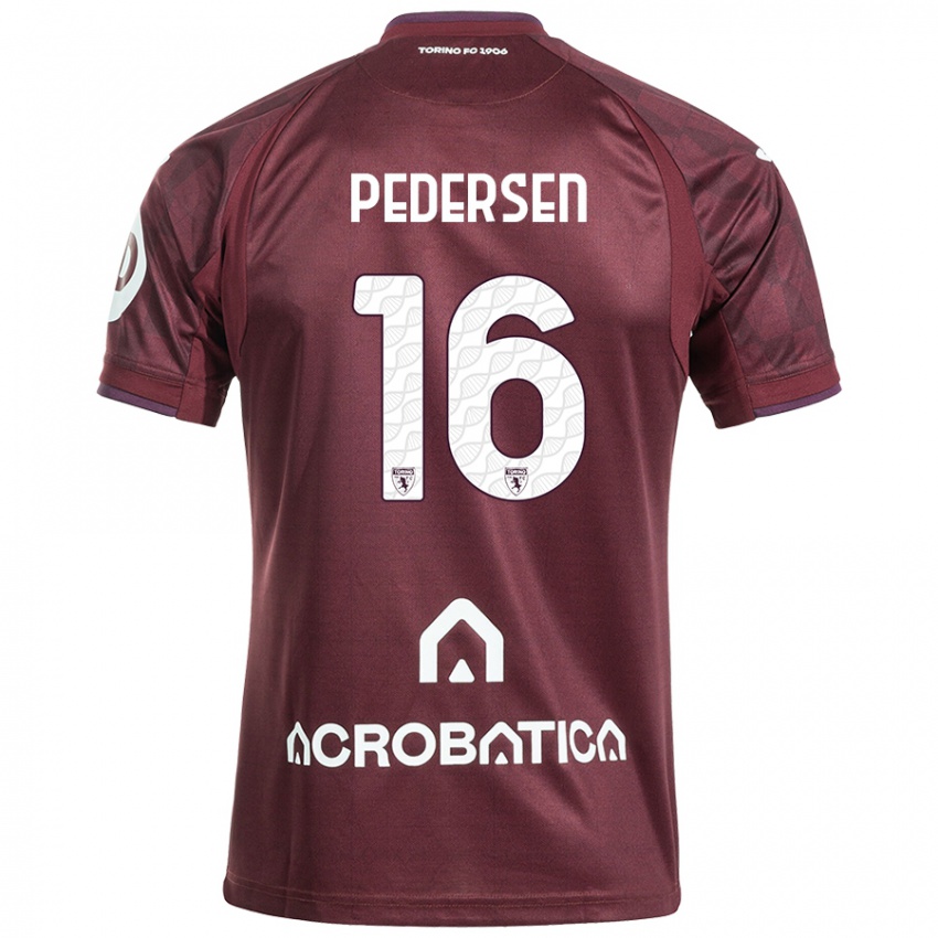 Férfi Marcus Pedersen #16 Barna Fehér Hazai Jersey 2024/25 Mez Póló Ing