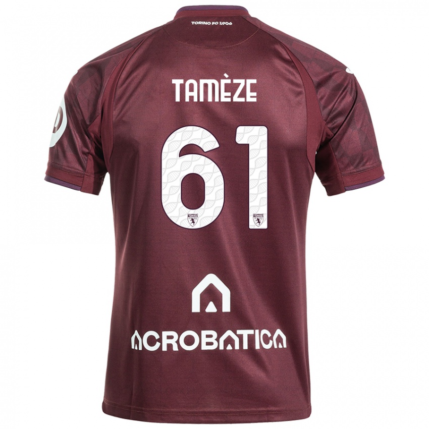 Férfi Adrien Tamèze #61 Barna Fehér Hazai Jersey 2024/25 Mez Póló Ing