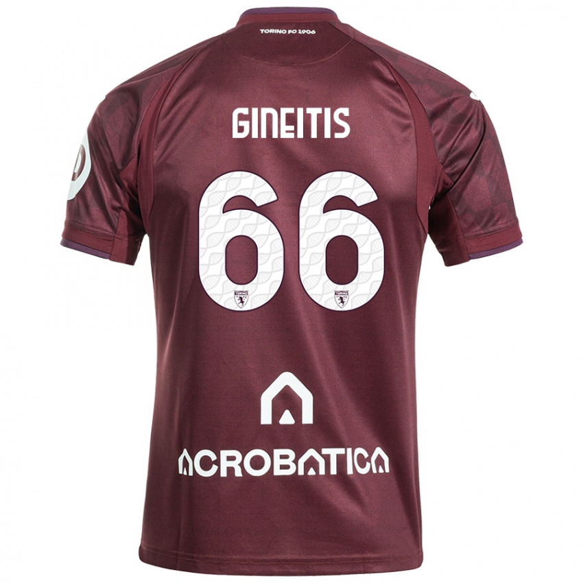 Férfi Gvidas Gineitis #66 Barna Fehér Hazai Jersey 2024/25 Mez Póló Ing