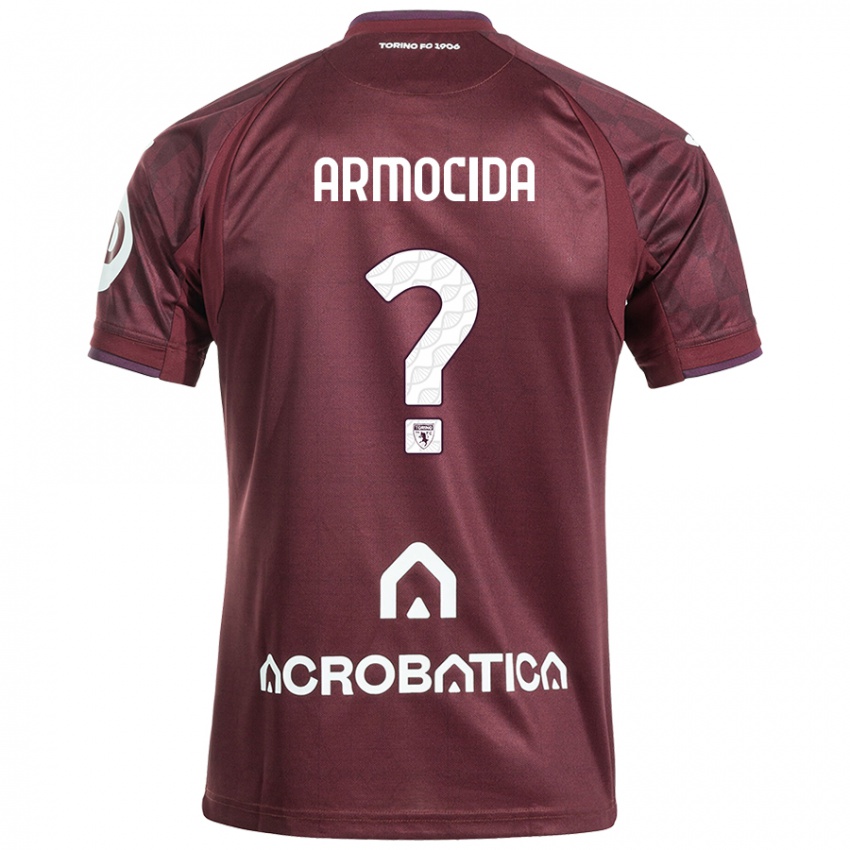 Férfi Simone Armocida #0 Barna Fehér Hazai Jersey 2024/25 Mez Póló Ing