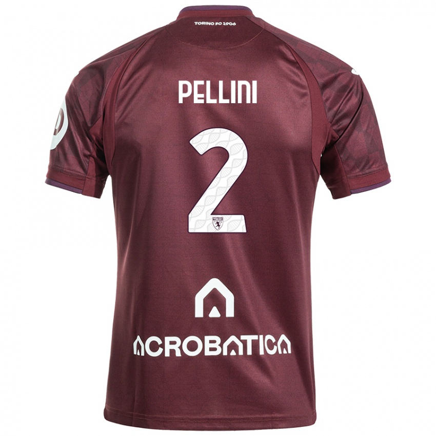 Férfi Mattia Pellini #2 Barna Fehér Hazai Jersey 2024/25 Mez Póló Ing