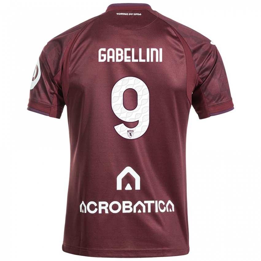 Férfi Tommaso Gabellini #9 Barna Fehér Hazai Jersey 2024/25 Mez Póló Ing