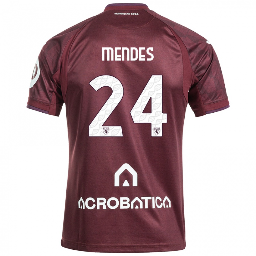 Férfi Rodrigo Mendes #24 Barna Fehér Hazai Jersey 2024/25 Mez Póló Ing