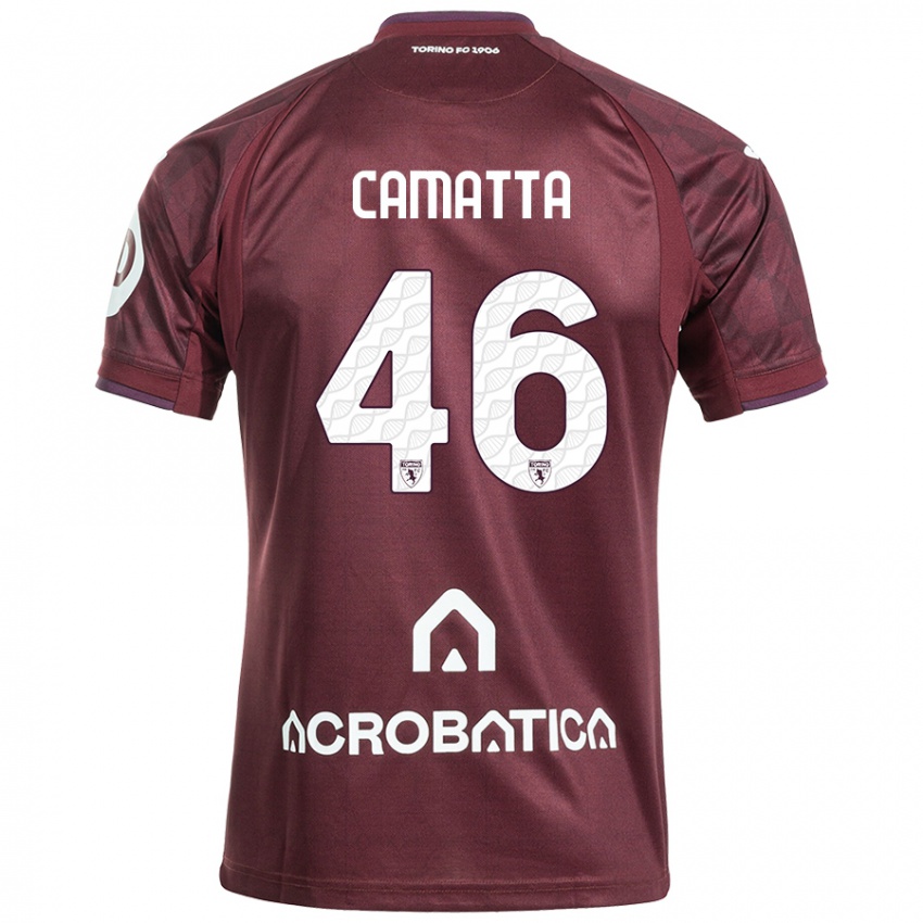 Férfi Alessandro Camatta #46 Barna Fehér Hazai Jersey 2024/25 Mez Póló Ing