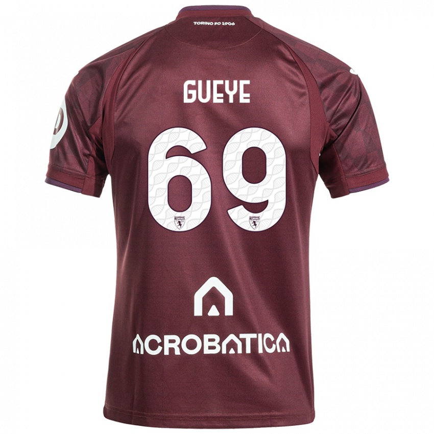 Férfi Ousmane Gueye #69 Barna Fehér Hazai Jersey 2024/25 Mez Póló Ing