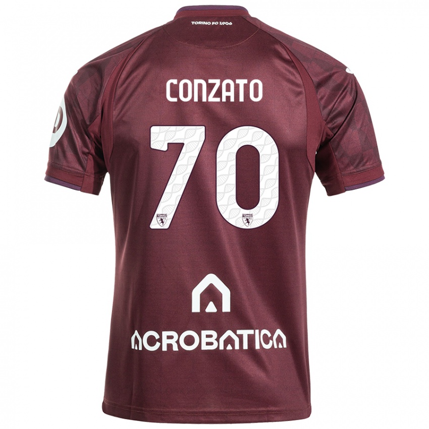 Férfi Filippo Conzato #70 Barna Fehér Hazai Jersey 2024/25 Mez Póló Ing