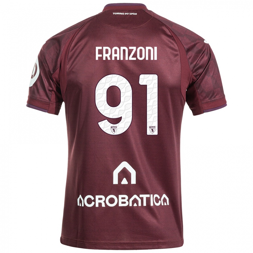 Férfi Nicolò Franzoni #91 Barna Fehér Hazai Jersey 2024/25 Mez Póló Ing