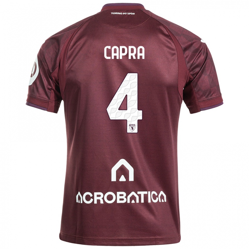 Férfi Valentina Capra #4 Barna Fehér Hazai Jersey 2024/25 Mez Póló Ing