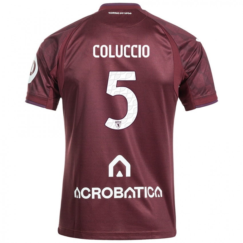 Férfi Francesca Coluccio #5 Barna Fehér Hazai Jersey 2024/25 Mez Póló Ing