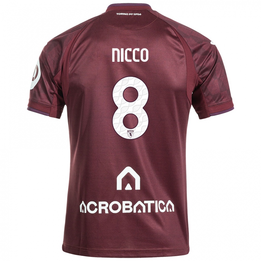 Férfi Giada Nicco #8 Barna Fehér Hazai Jersey 2024/25 Mez Póló Ing