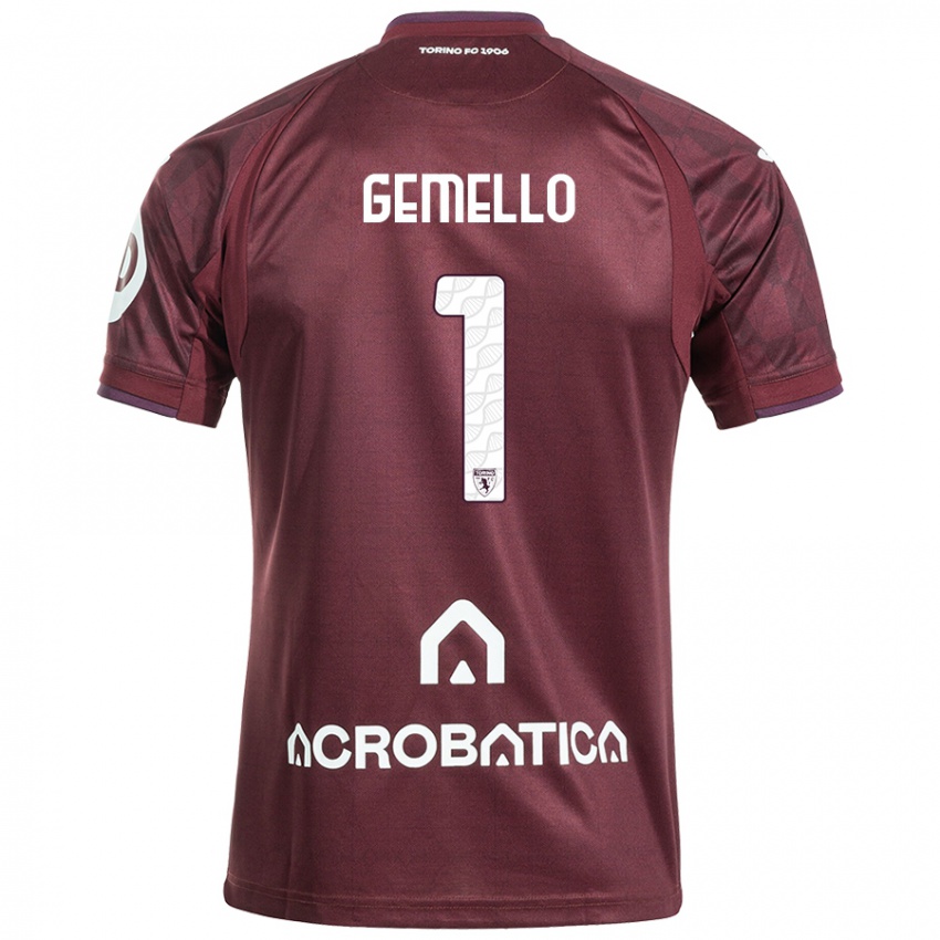 Férfi Luca Gemello #1 Barna Fehér Hazai Jersey 2024/25 Mez Póló Ing