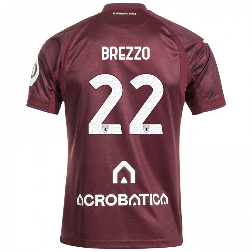 Férfi Matteo Brezzo #22 Barna Fehér Hazai Jersey 2024/25 Mez Póló Ing