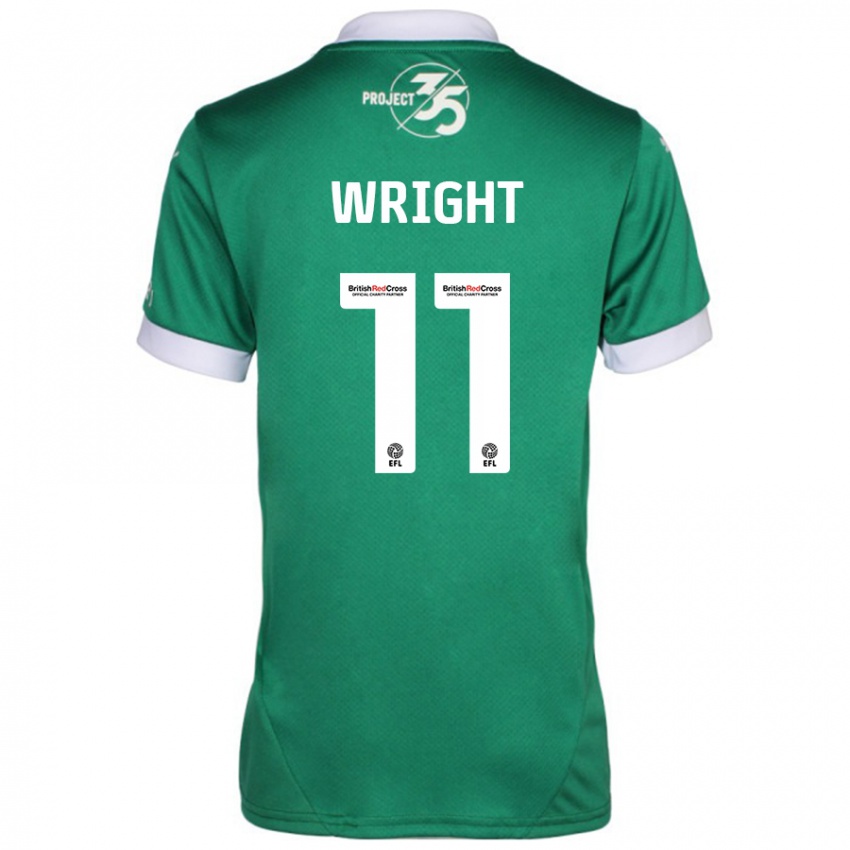 Férfi Callum Wright #11 Zöld Fehér Hazai Jersey 2024/25 Mez Póló Ing