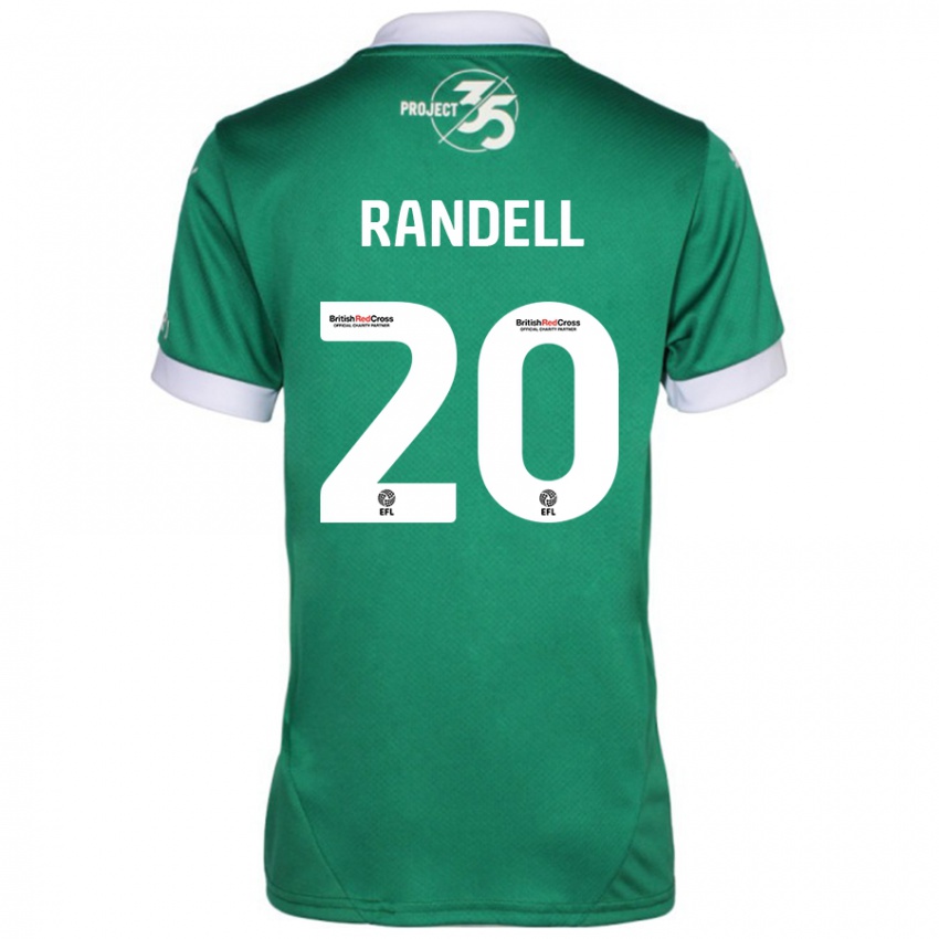 Férfi Adam Randell #20 Zöld Fehér Hazai Jersey 2024/25 Mez Póló Ing