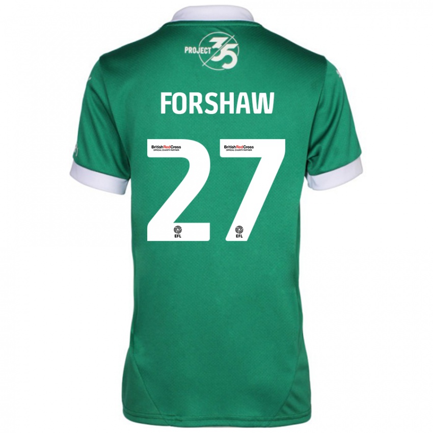 Férfi Adam Forshaw #27 Zöld Fehér Hazai Jersey 2024/25 Mez Póló Ing