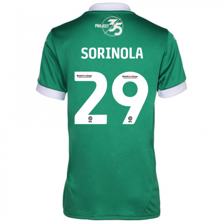 Férfi Matthew Sorinola #29 Zöld Fehér Hazai Jersey 2024/25 Mez Póló Ing