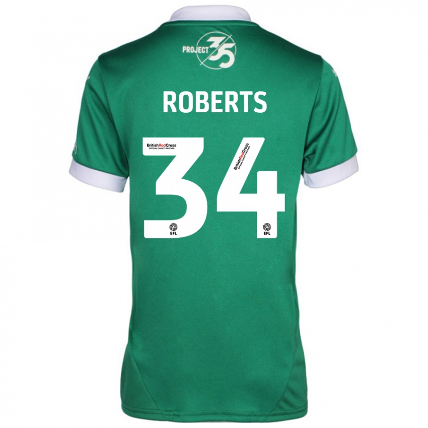 Férfi Caleb Roberts #34 Zöld Fehér Hazai Jersey 2024/25 Mez Póló Ing