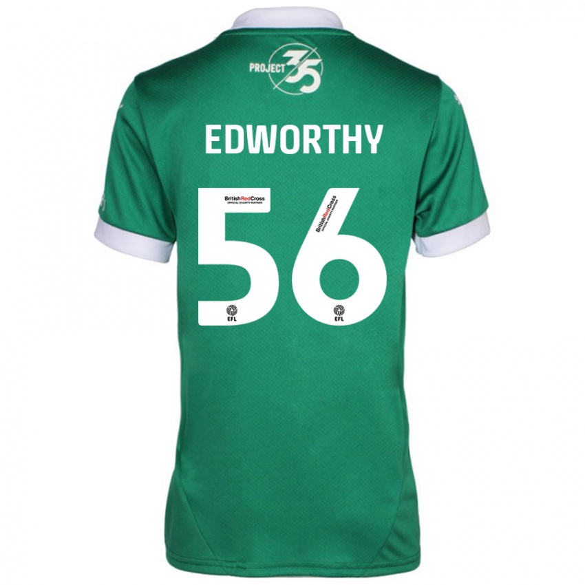 Férfi Kieran Edworthy #56 Zöld Fehér Hazai Jersey 2024/25 Mez Póló Ing