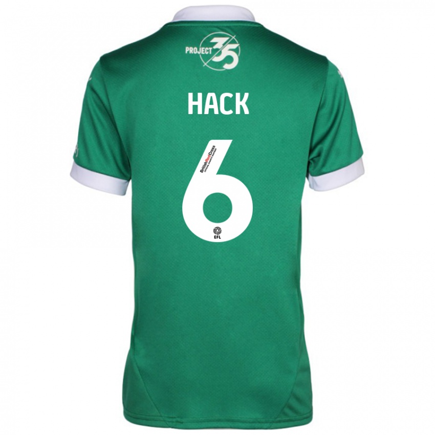 Férfi Lucy Hack #6 Zöld Fehér Hazai Jersey 2024/25 Mez Póló Ing