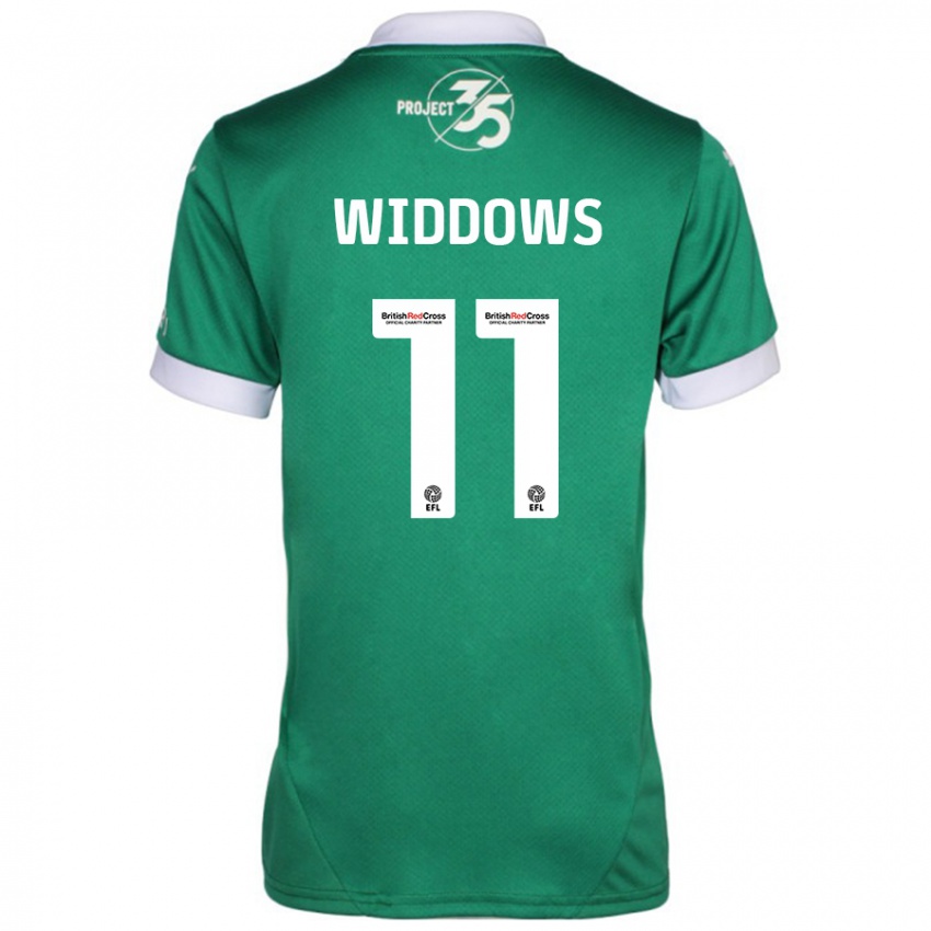 Férfi Jade Widdows #11 Zöld Fehér Hazai Jersey 2024/25 Mez Póló Ing