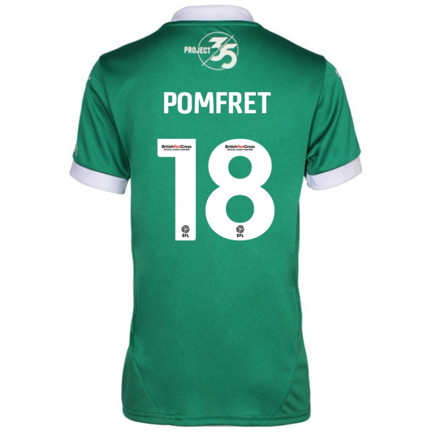 Férfi Taya Pomfret #18 Zöld Fehér Hazai Jersey 2024/25 Mez Póló Ing