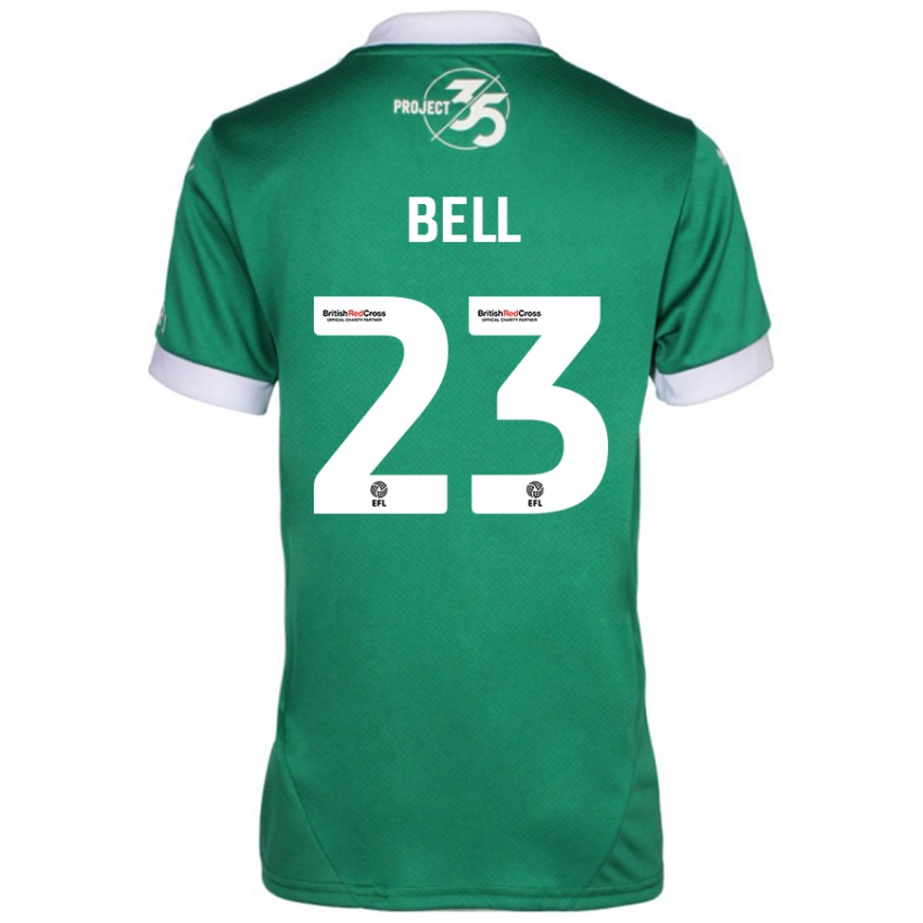 Férfi Katelyn Bell #23 Zöld Fehér Hazai Jersey 2024/25 Mez Póló Ing