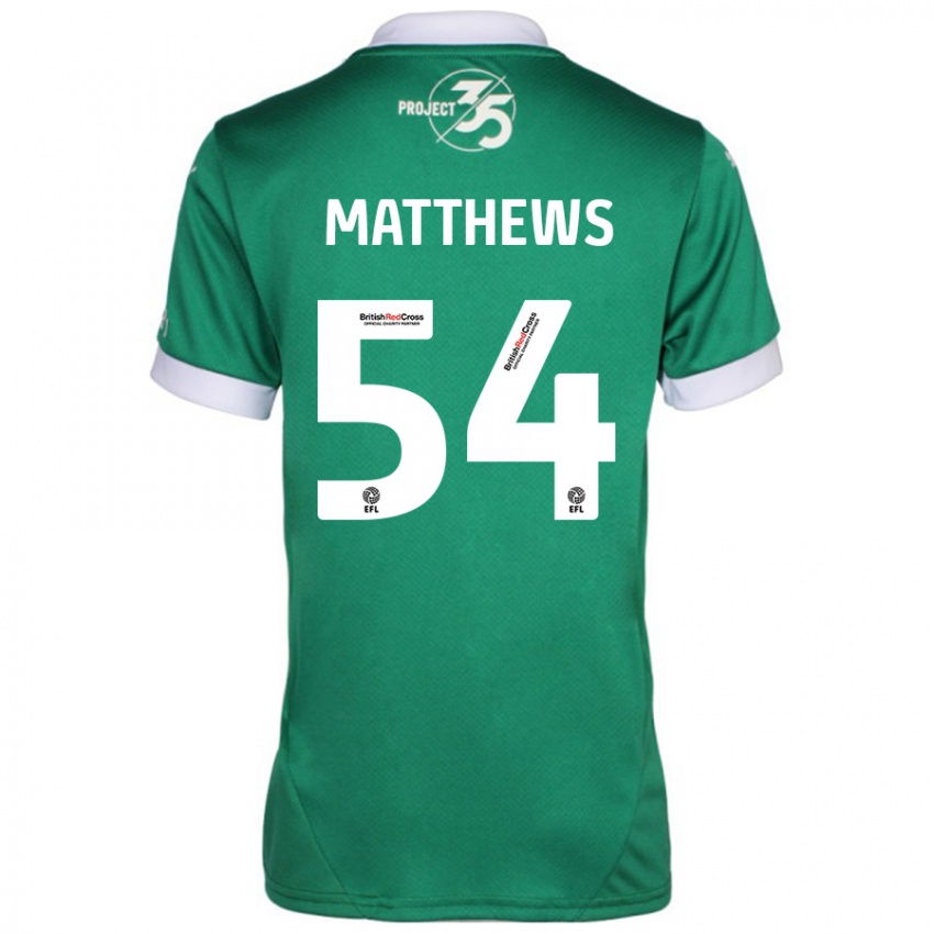 Férfi Jack Matthews #54 Zöld Fehér Hazai Jersey 2024/25 Mez Póló Ing