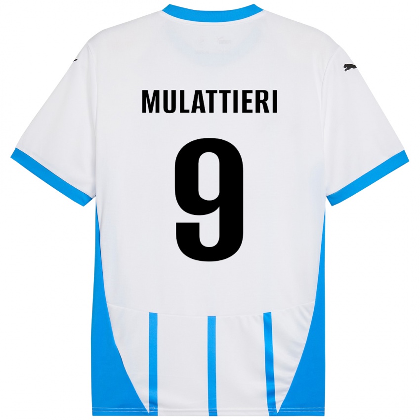 Férfi Samuele Mulattieri #9 Fehér Kék Idegenbeli Jersey 2024/25 Mez Póló Ing