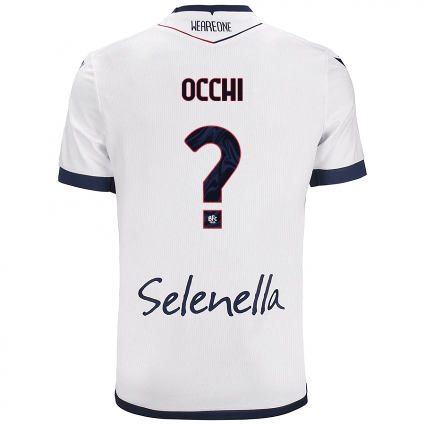 Férfi Tommaso Occhi #0 Fehér Royal Blue Idegenbeli Jersey 2024/25 Mez Póló Ing