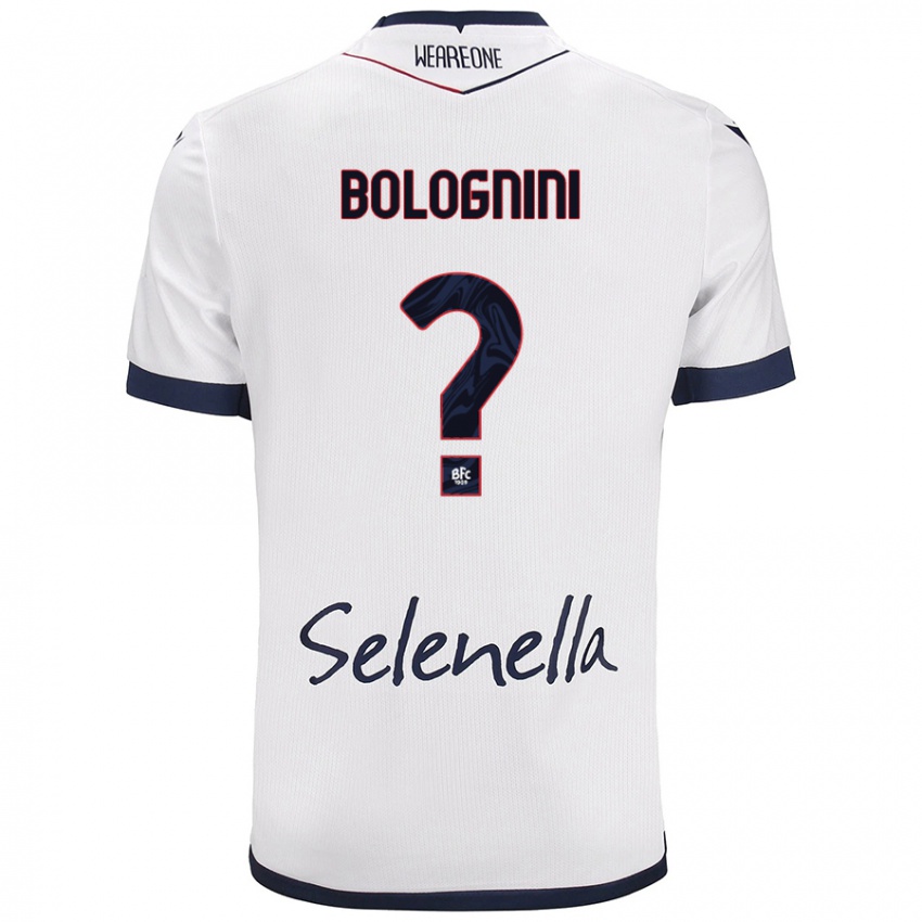 Férfi Andrea Bolognini #0 Fehér Royal Blue Idegenbeli Jersey 2024/25 Mez Póló Ing