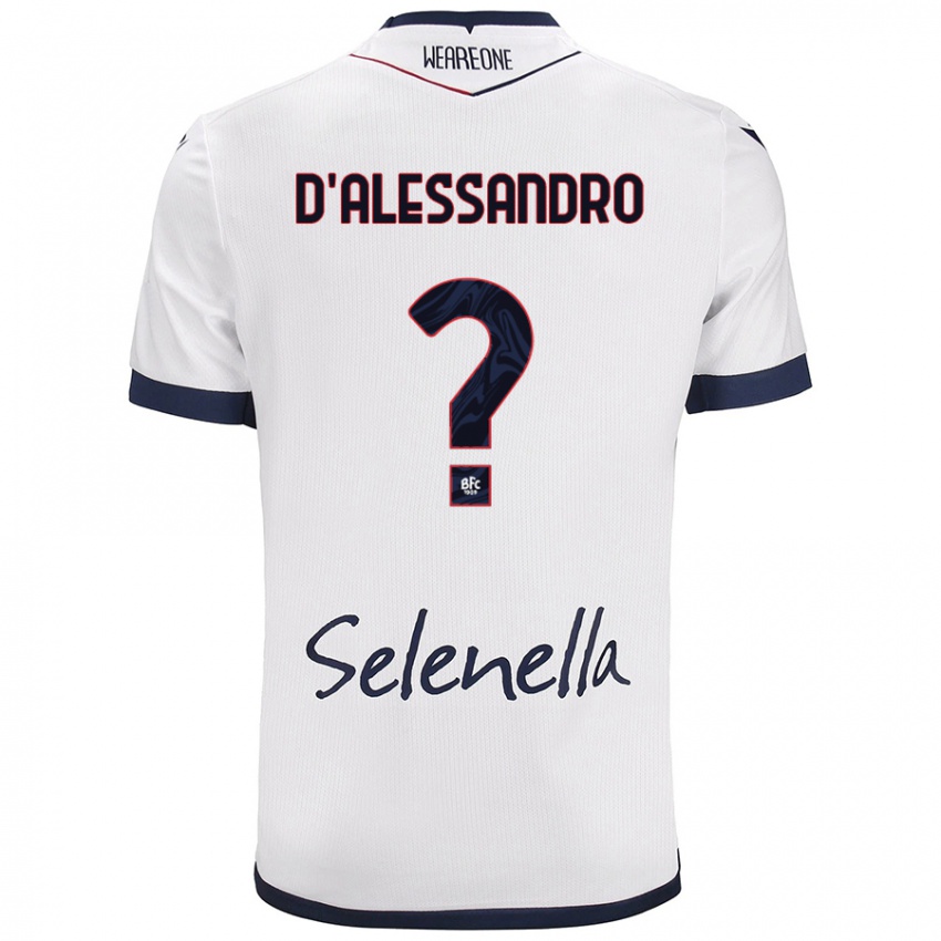 Férfi Giuliano D'alessandro #0 Fehér Royal Blue Idegenbeli Jersey 2024/25 Mez Póló Ing