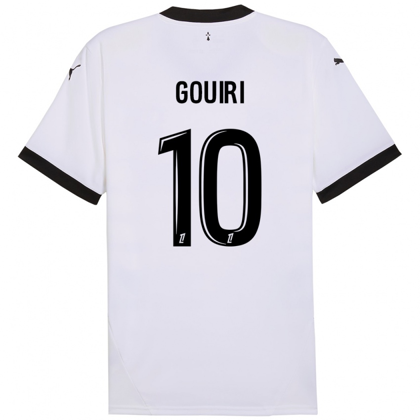 Férfi Amine Gouiri #10 Fehér Fekete Idegenbeli Jersey 2024/25 Mez Póló Ing