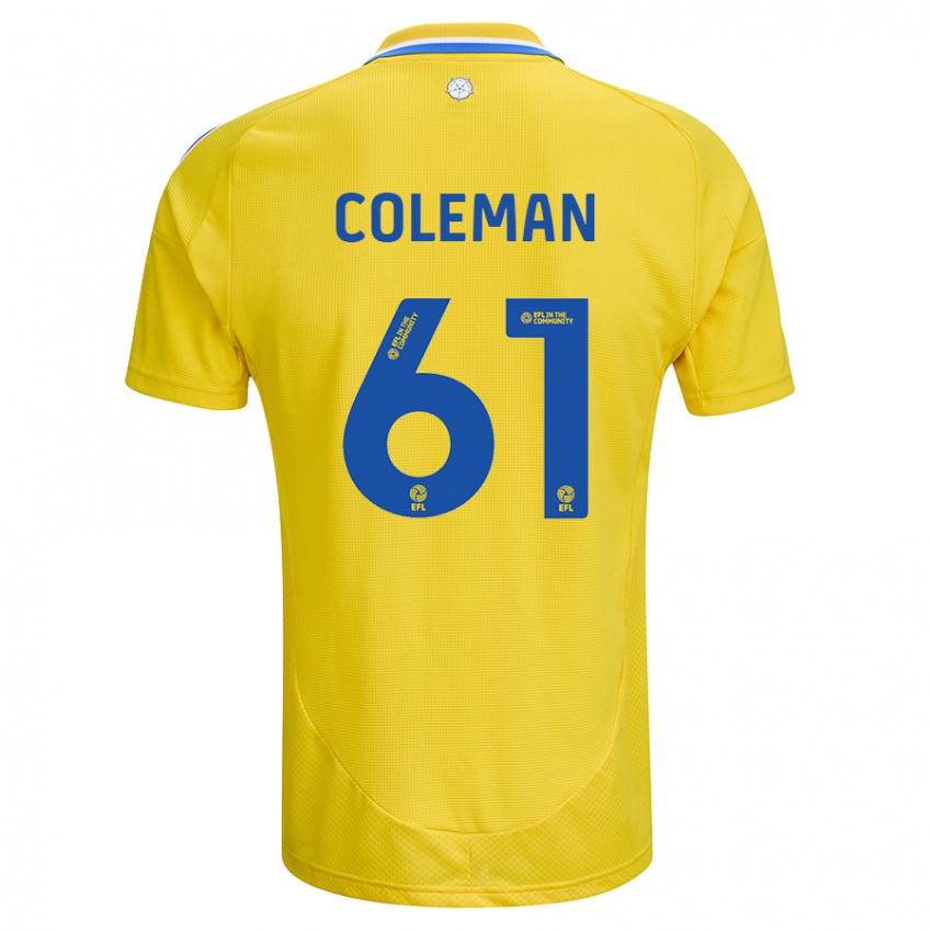 Férfi Cian Coleman #61 Sárga Kék Idegenbeli Jersey 2024/25 Mez Póló Ing