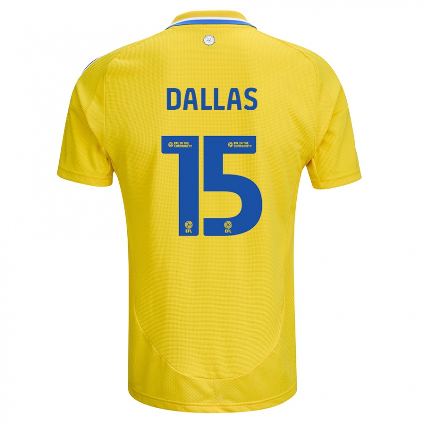 Férfi Stuart Dallas #15 Sárga Kék Idegenbeli Jersey 2024/25 Mez Póló Ing