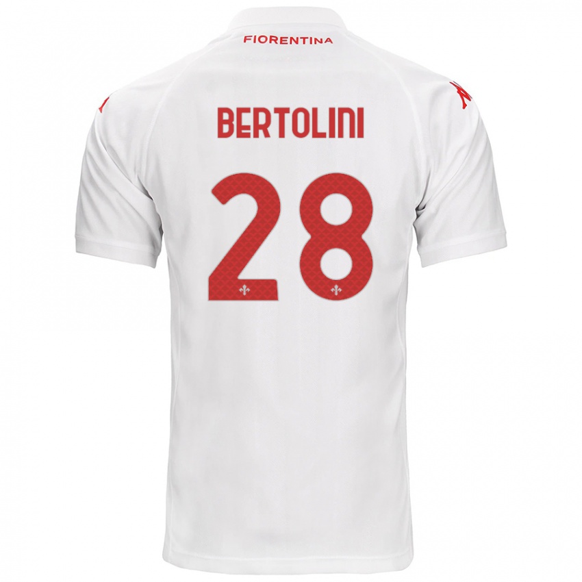 Férfi Gabriele Bertolini #28 Fehér Idegenbeli Jersey 2024/25 Mez Póló Ing