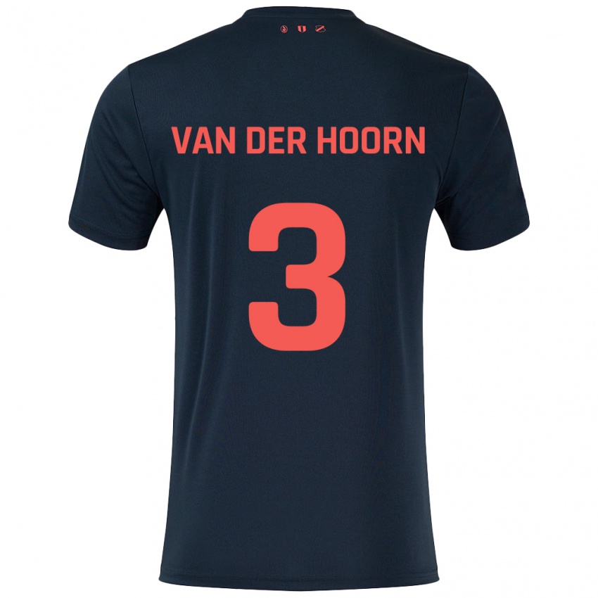 Férfi Mike Van Der Hoorn #3 Fekete Piros Idegenbeli Jersey 2024/25 Mez Póló Ing