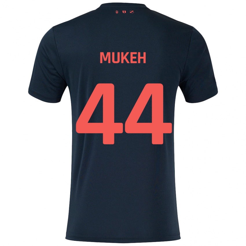 Férfi Joshua Mukeh #44 Fekete Piros Idegenbeli Jersey 2024/25 Mez Póló Ing