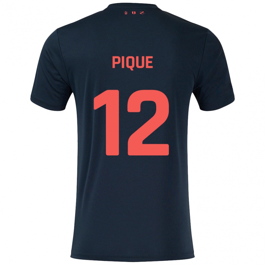 Férfi Naomi Piqué #12 Fekete Piros Idegenbeli Jersey 2024/25 Mez Póló Ing