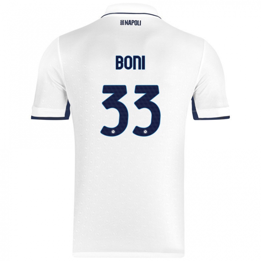 Férfi Landry Boni #33 Fehér Royal Blue Idegenbeli Jersey 2024/25 Mez Póló Ing