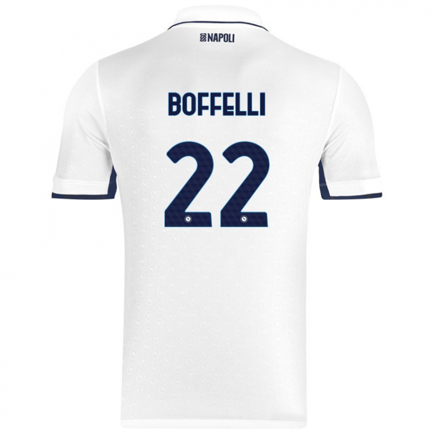 Férfi Valerio Boffelli #22 Fehér Royal Blue Idegenbeli Jersey 2024/25 Mez Póló Ing