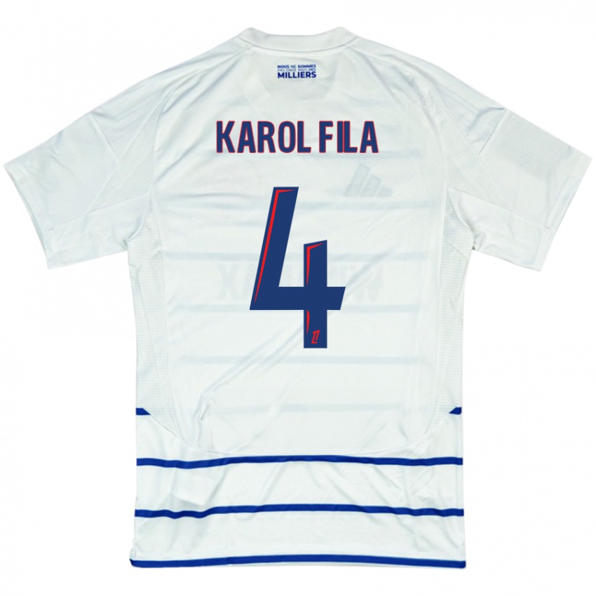 Férfi Karol Fila #4 Fehér Kék Idegenbeli Jersey 2024/25 Mez Póló Ing