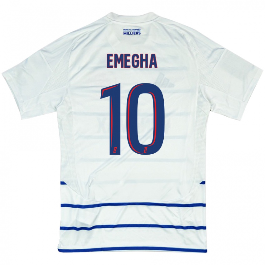 Férfi Emanuel Emegha #10 Fehér Kék Idegenbeli Jersey 2024/25 Mez Póló Ing