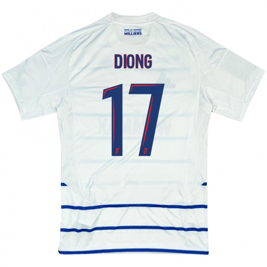 Férfi Pape Diong #17 Fehér Kék Idegenbeli Jersey 2024/25 Mez Póló Ing