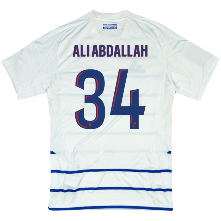 Férfi Aboubacar Ali Abdallah #34 Fehér Kék Idegenbeli Jersey 2024/25 Mez Póló Ing