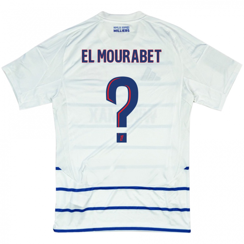 Férfi Samir El Mourabet #0 Fehér Kék Idegenbeli Jersey 2024/25 Mez Póló Ing