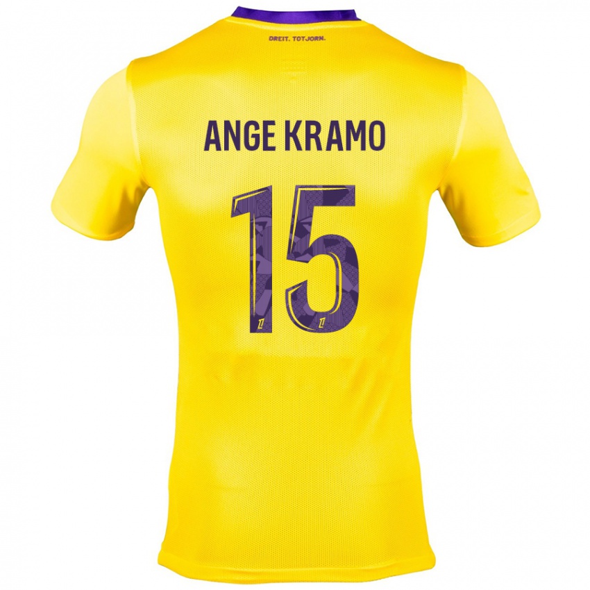 Férfi Marie Ange Kramo #15 Sárga Lila Idegenbeli Jersey 2024/25 Mez Póló Ing