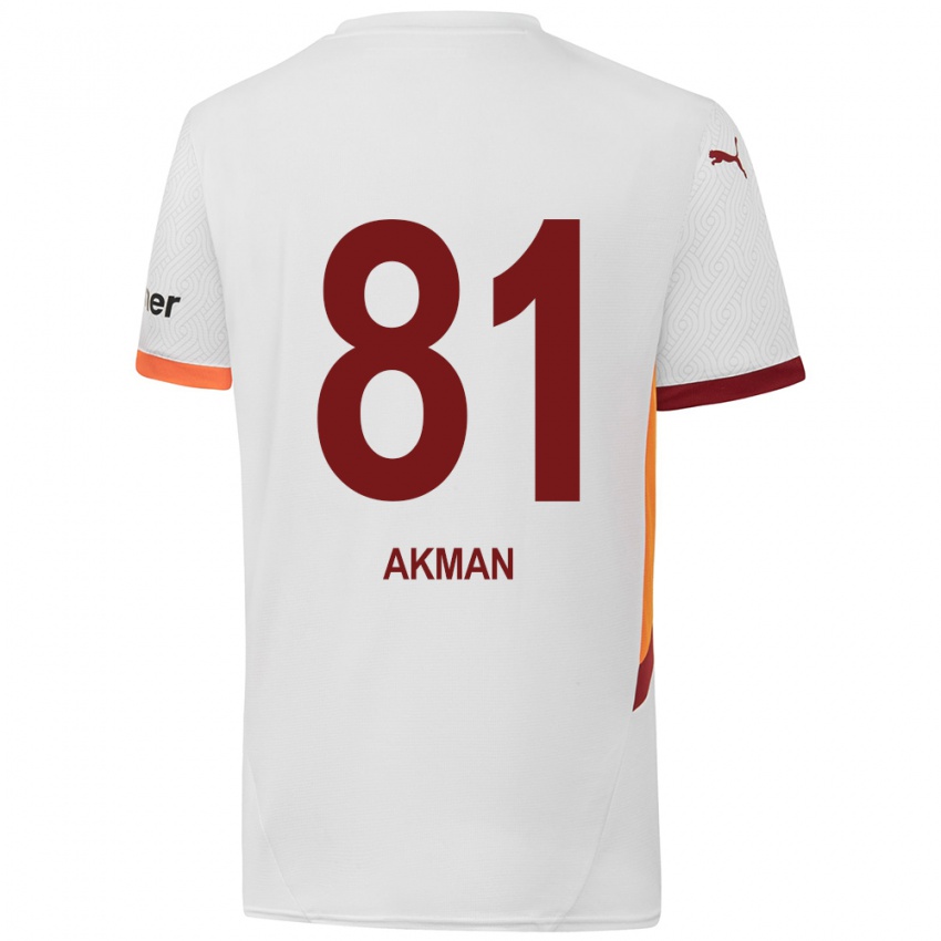 Férfi Hamza Akman #81 Fehér Sárga Piros Idegenbeli Jersey 2024/25 Mez Póló Ing